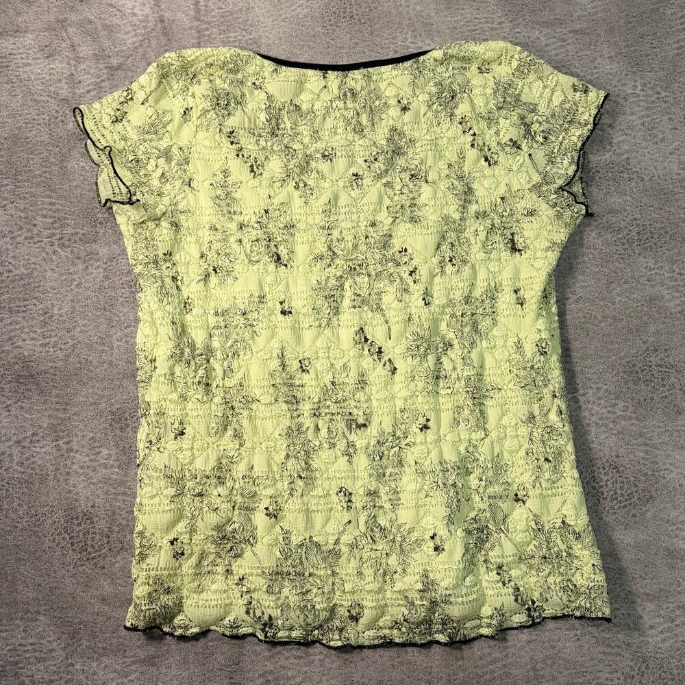 Vintage Ruched Floral Dressbarn Lettuce Hem Blouse - Picture 6 of 7
